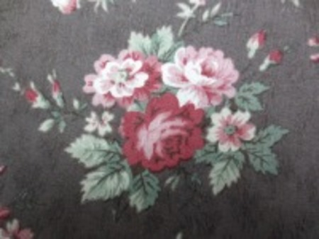 YUWA　ジャガード　ブラウン地 ピュアタッチ加工 小さな花柄の織柄にロココ調のプリント すごく肌触りのいい風合い