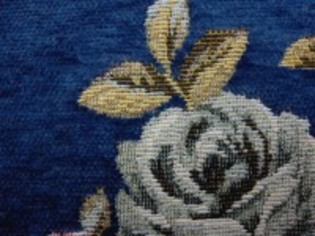 厚めのゴブラン織りの花柄 紺地