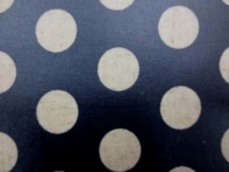 綿麻キャンバス21mmドットプリントの ビニールコーティング 生成ドット/濃紺地(黒に近い濃い紺)