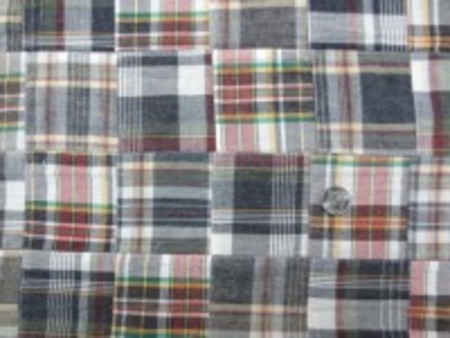 インド綿　平織りマドラスチェックの パッチワーク　グレイ系 ヴィンテージな風合いの ウオッシュ加工　アンテークな感じ 裏側ロックして、つないでいます。 パッチの大きさ　8cm